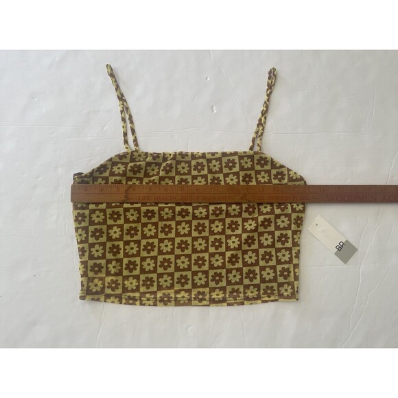 BP Women Brown Yellow Geometric Floral Flower Crop Top‎ Tank Top Women Size M - Picture 2 of 8